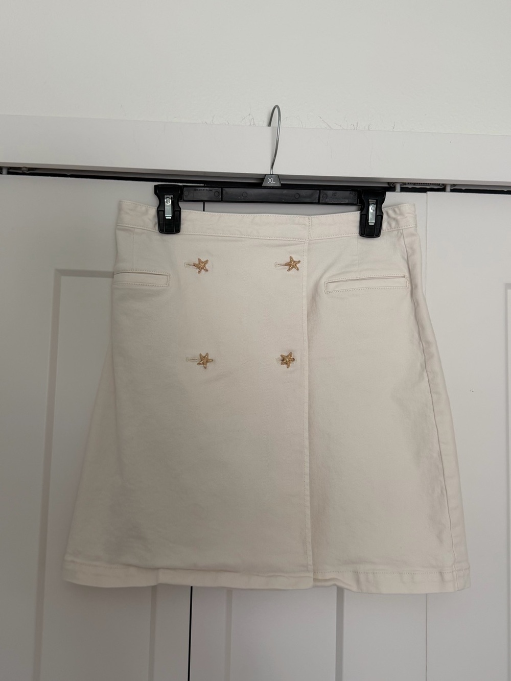 Ann Taylor Cream Skirt with Subtle Stitch Detailing